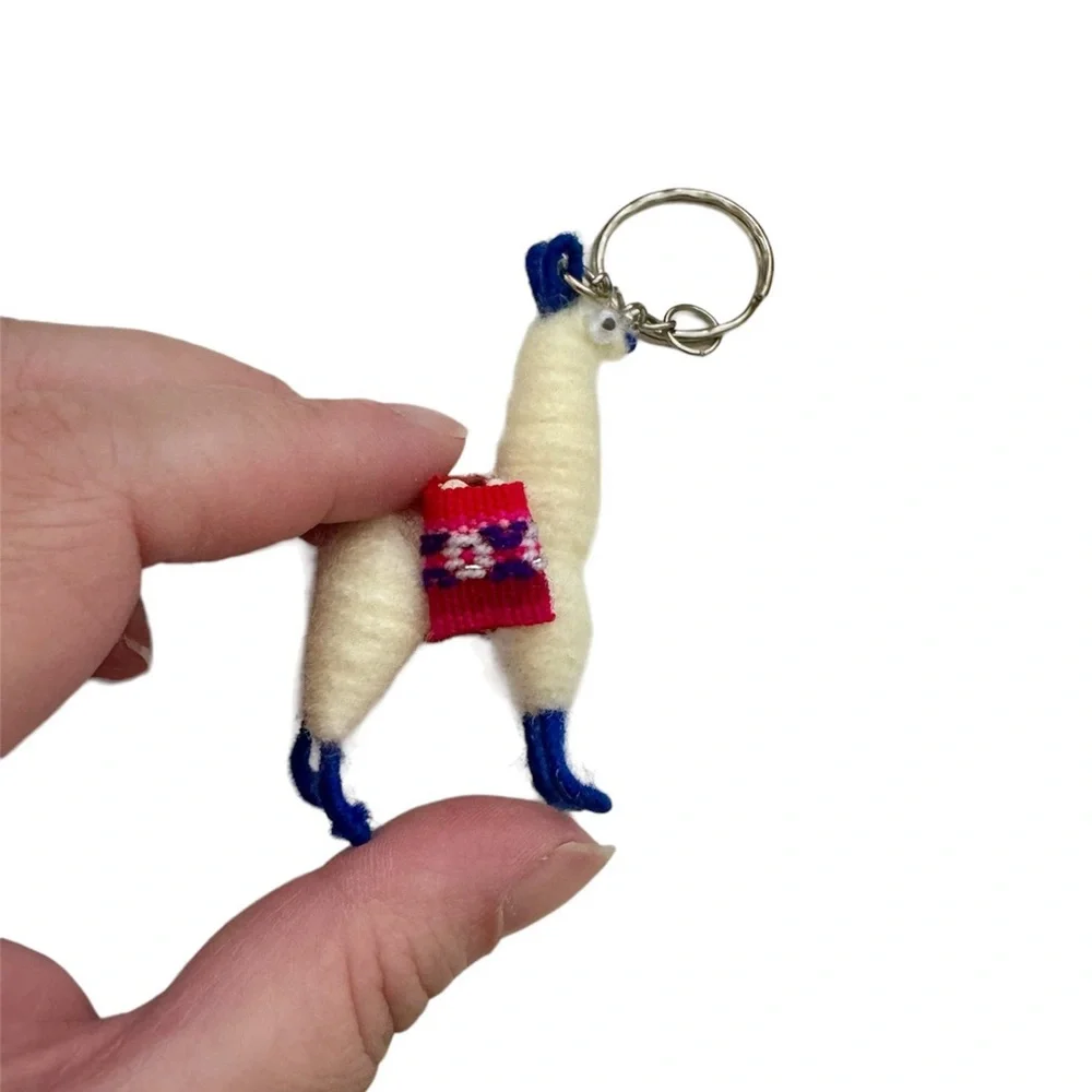 Peruvian Knit Llama Keychain, NWOT